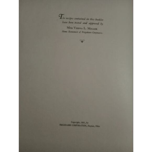 Vintage Frigidaire Refrigerators Recipes Cook Book Miss Verna L. Miller (bb2) - Picture 3 of 10